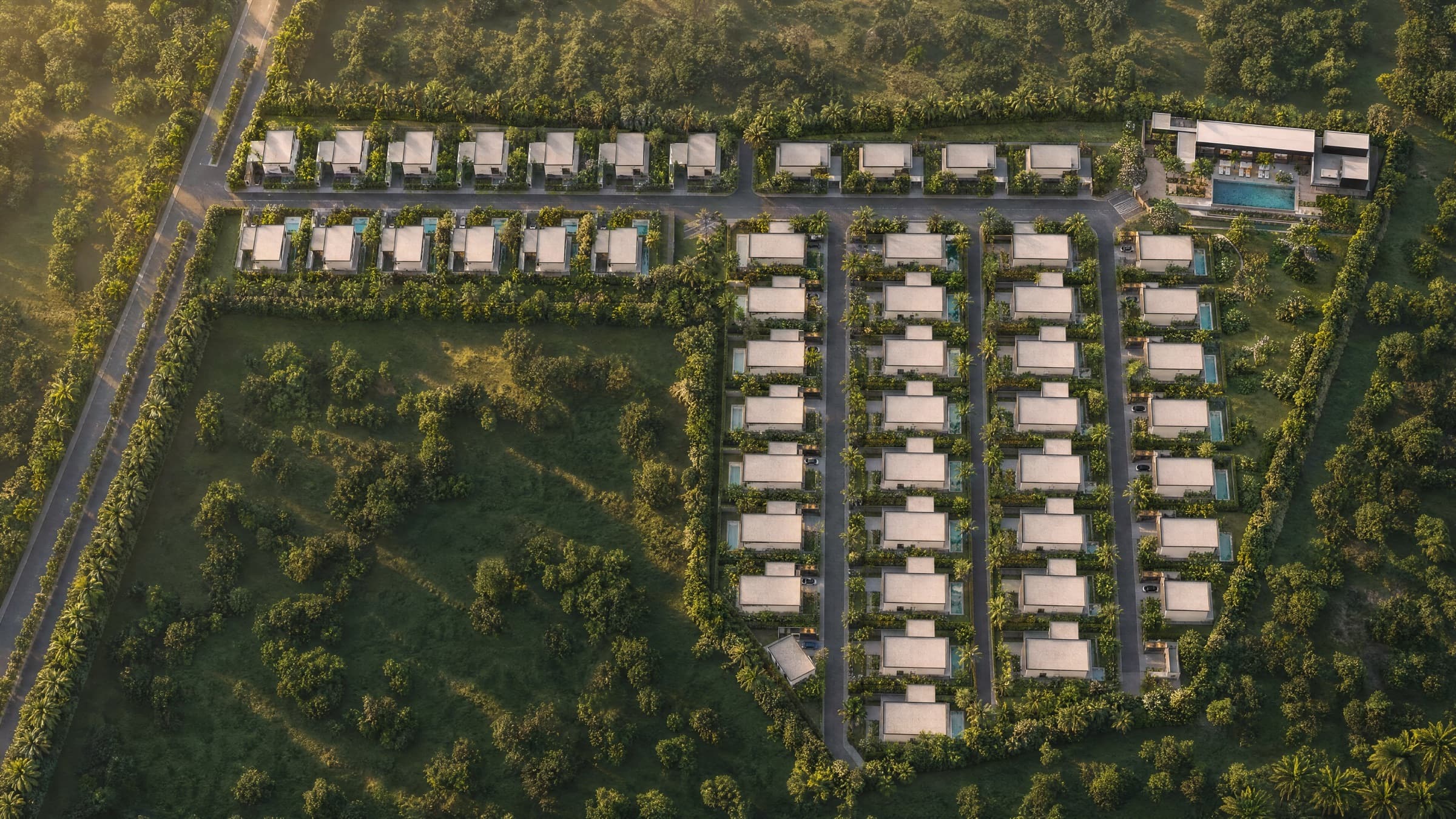 Aerial render of the Golden Mango layout